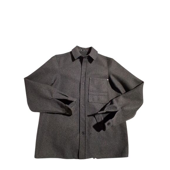 Zara Mens size Small Wool Feel Preppy Casual Career Button Up Outwear Shacket - Picture 3 of 10